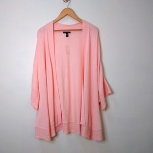 NWOT H by Halston Pink Open Front Angled Kimono Cardigan Sweater, size 2X